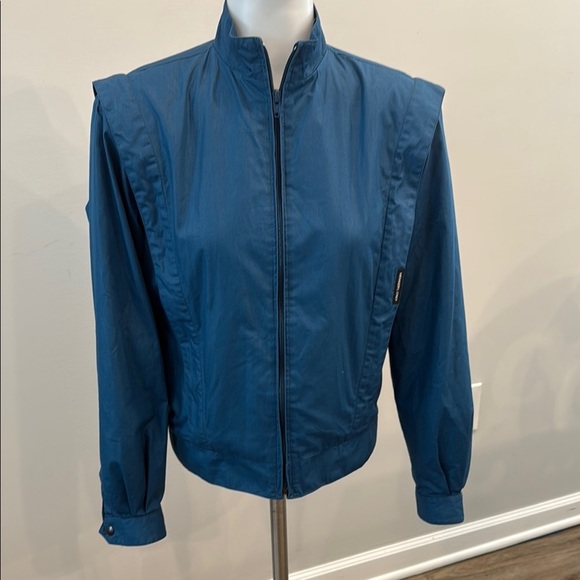 Vintage Members Only Medium US 7/8 Blue Utility Jacket with Stand-Up Collar - Picture 1 of 11
